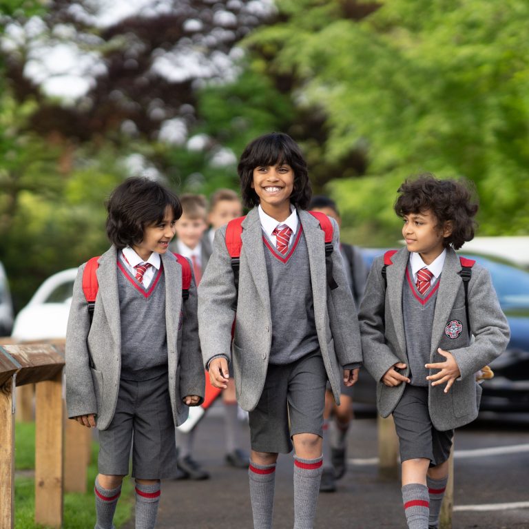 students walking to school