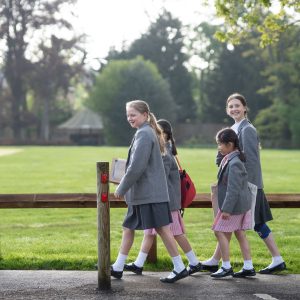 girls walking to school