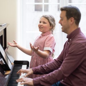 student singing