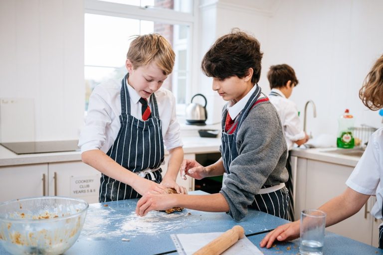 boys in a baking class
