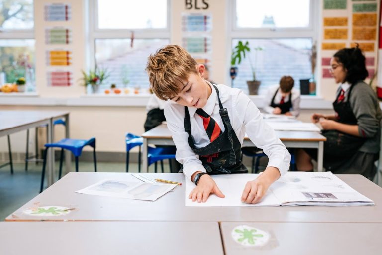 student in an art class