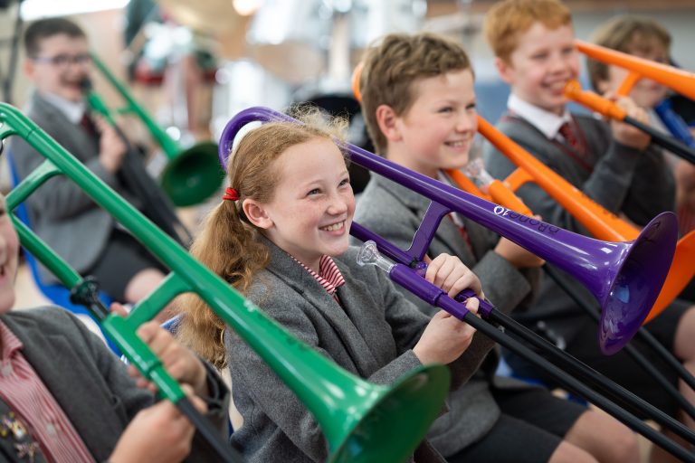 students playing the trumpet