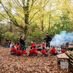 forest school underway with students and teachers